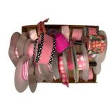 Box Lot of Assorted Pink Ribbons