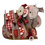 Box Lot of Assorted Red Ribbons