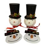 2 Snowman Heads & Snowman Plaques - 15 x 18