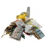 Assorted Gift Wrapping Items & 2 Glass Vases