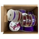 Box Lot of Burgundy and Purple Ribbons