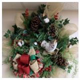 Handcrafted Winter Wreath w/ Snowbird