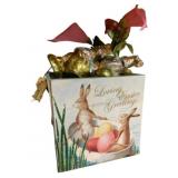 Lot of Easter Items in Painted Wood box
