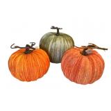 3 Decorative Pumpkins - 9 x 8.5
