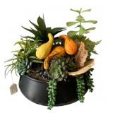 Succulent Faux Garden in Metal Planter