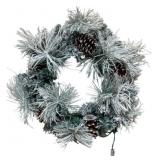 Flocked Pinecone Wreath -24" - w/ lights