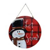 Hand Painted "Let it Snow" Round Sign - 22.5"
