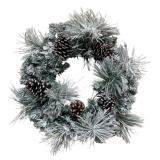 Flocked Pinecone Wreath - 24" - w/ lights
