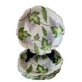 5 Andrea Hand Painted Grape Plates - 10" Round