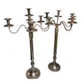 Pair of Vintage Multi-Arm Metal Candelabras