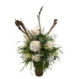 Large Faux Hydrangea & Wood Floral Arrangement