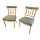 2 Teal Cushioned Chairs - 19.5 x 15.5 x 35.25
