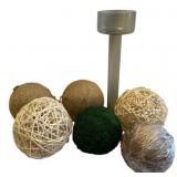 Assorted Decor Balls & Glass Candlestick