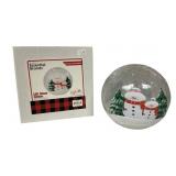 Cozy Snowmen LED Glass Globe in Box - 6" Round