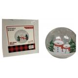 Cozy Snowmen LED Glass Globe in Box - 6" Round