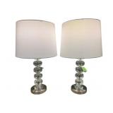 2 Glass Base Lamps - 25.5" Tall