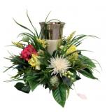Floral Candleholder Arrangement w/ Glass Vase