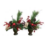 2 Handcrafted Winter Arrangements in Planters