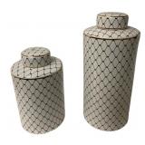 2 Ginger Jars w/ Lids - 13" tallest