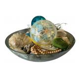 Glass Decorative Bowl w/ Shells - 9 x 16