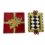 2 Christmas Serving Trays - 12 x 12