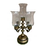 Brass & Glass Globe Candlestick Holder - 17 x 12