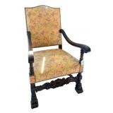 Antique, High-back carved Wood Armchair