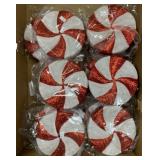 12 Peppermint Candy Ornaments - 6" Round