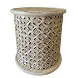 Imani Whitewashed Side Table - 18 x 17 Round