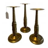 3 Brass Candleholders - 15 x 5