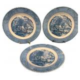 3 Currier & Ives "The Old Grist Mill" Plates