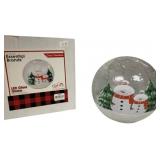 Cozy Snowmen LED Glass Globe in Box - 6" Round