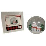 Cozy Snowmen LED Glass Globe in Box - 6" Round