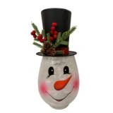 Light up Glass Snowman Head w/ Top Hat