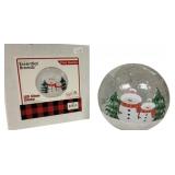 Cozy Snowmen LED Glass Globe in Box - 6" Round