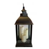 Metal Lantern w/ Candles - 24 x 9.5 x 9.5