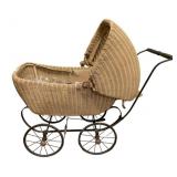Vintage Wicker Baby Carriage - 33 x 40 x 19