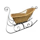 Wicker & Metal Sleigh - 36.5 x 17 x 25