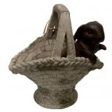 Bunny in Basket Statue - 12 x 12 x 7