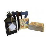 Assorted Items - Lantern, Napkins & Stand