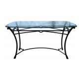 Metal Table with Glass Top - 29 x 50 x 19