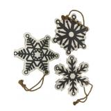 3 Rustic Wooden Snowflake Hanging Decor