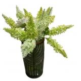 Faux Floral Sprays in Glass Vase - 33 x 29 x 22