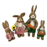 4 Sisal Bunnies w/ Flowers & Carrots