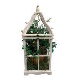 Wood Lantern w/ Greenery & More - 48 x 10.5 x 10.5