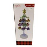 Handcrafted Glass LED Tree w/ 12 Ornaments in