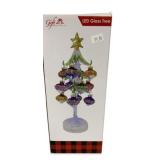Handcrafted Glass LED Tree w/ 12 Ornaments in