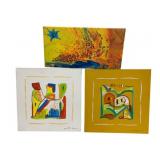 3 Canvas Paintings - 2 Signed - 12 x 12