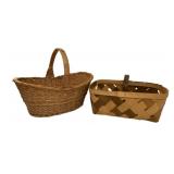 2 Woven Baskets - 20 x 14.5 x 15