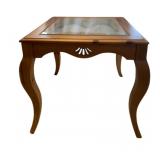 Wood/Glass Top Side Table - 30 x 32 x 32